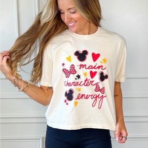 Disney Cream Crop Top with Red and Yellow Accents